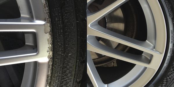 Audi alloy wheel before and after refurbishment